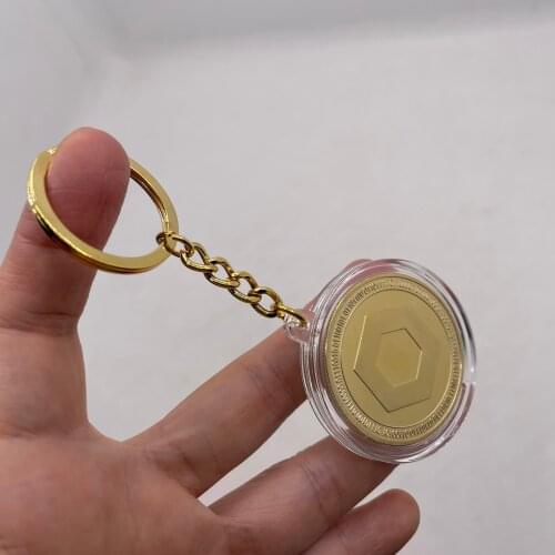 1pc Gold Digital Currency KeyChain keyring for Ether Feathercoin litecoin Namecoin Acrylic keychain best sourvenir and gift