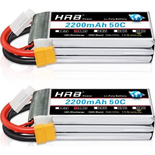 1/2PCS HRB 3S LiPo Battery 11.1V 2200mAh 50C for RC Car with Deans Plug XT60 Connector For RC Car Helicopter Drone Boat Airplane