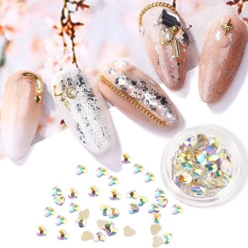 10pcs AB Crystal 6*6mm Rhinestones Nail Art Set Nail Gems Iridescent Clear Class Multi-Shape Flat Back Shiny Nail Jewels