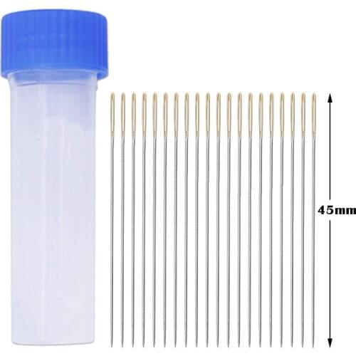 20pcs/set 0.85*45mm Cross Stitch Needles Craft Embroidery Tool Large Eye Sewing Needles Hand Threader DIY Sewing Tool