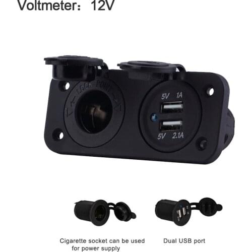 2020 Dual USB Car Cigarette Lighter Socket Splitter 12V Charger Power Adapter GH RV Yacht Modified Two-in-one Digital Display