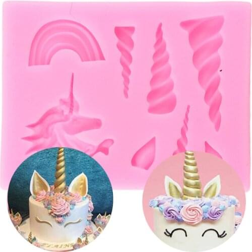 3D Unicorn Cloud Horn Ear Silicone Mold Decorating Cupcake Decorating Gumpaste Fondant Tool Mould Candy Chocolate Molds