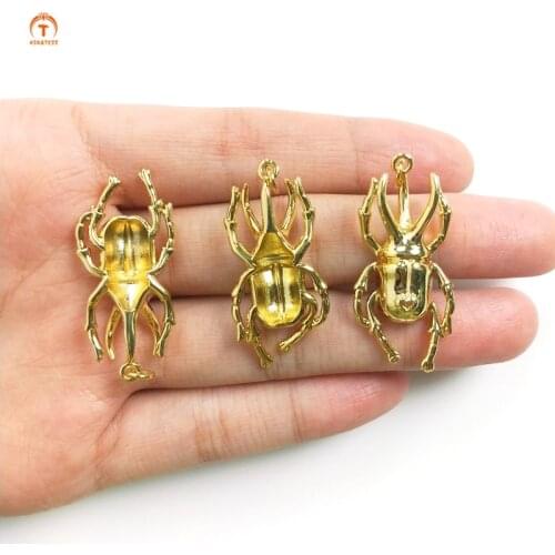 5pcs Cockchafer Insect Pendant Scarab Beetle Pendant Necklaces For Women Jewelry Gold Brass Plate Animal Necklace Gift Finding