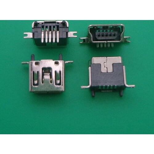 50PCS Mini USB Type B Female 5 Pin DIP Vertical Leg PCB 180 degree Socket Connector V3 Micro USB Short paragraph