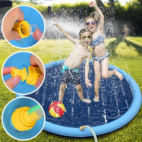 59Inch Water Sprinkler can spray spout to dispe Pad for Kids Pets Dogs Outdoor Water Play Mat Dog Bath Pool