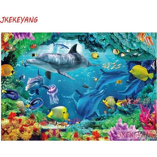 5D DIY square/round Diamond painting Underwater dolphin Cross Stitch Diamond Embroidery Pattern Rhinestone J3068
