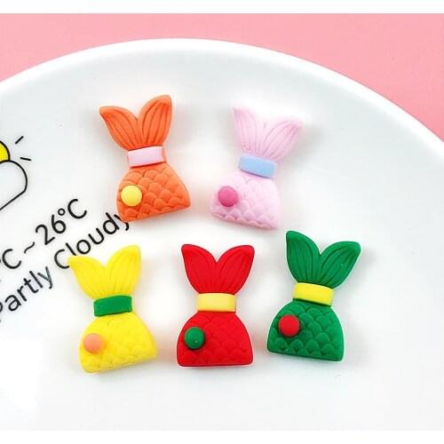 6colors Cartoon Mermaid Charms Diy Gift 6pcs Flat Back Glue Set 25mm Fish Tail Charm Jewelry Decoration Croc Handmade Findings