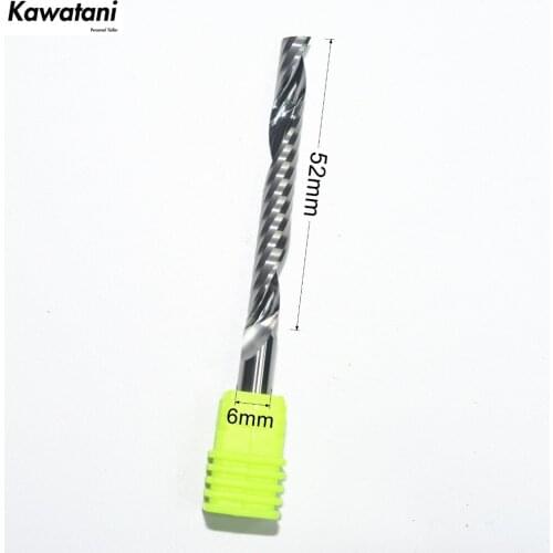 6mm*52mm-1PCS CNC machine solid carbide End Mill,Class-A tungsten steel 1 flute spiral milling cutter,PVC,acrylic router Bit