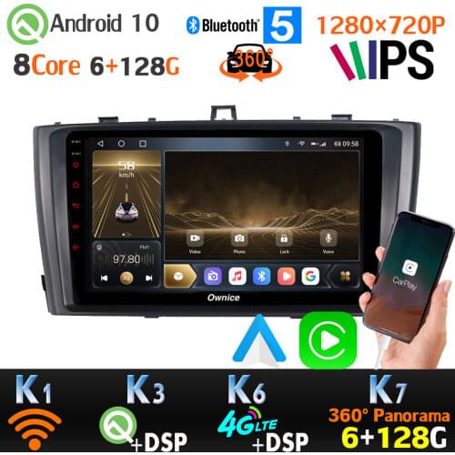 6G+128G 1280*720P Android 10.0 For Toyota T27 Avensis 360 Panorama camera Car GPS Radio Player SPDIF auto Head Unit 4G AHD 1080P