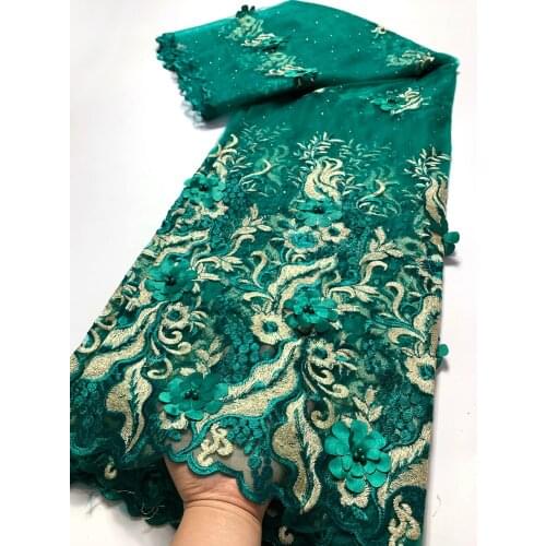 African Lace Fabric 2021 3D Appliques Fabric High Quality Beaded Lace Fabric African French Tulle Lace For Wedding J1068