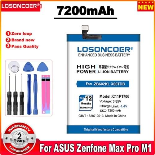 LOSONCOER 6450mAh C11P1706 Battery For ASUS Zenfone Max Pro M1 6.0 Inch ZB601KL ZB602KL X00TDB X00TDE Mobile Phone + in stock