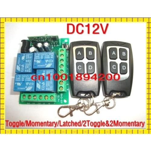 DC12V 4CH Wireless Receiver&Transmitter Momentary Toggle Latched RF Remote Control Switch System Access system Light ON OFF