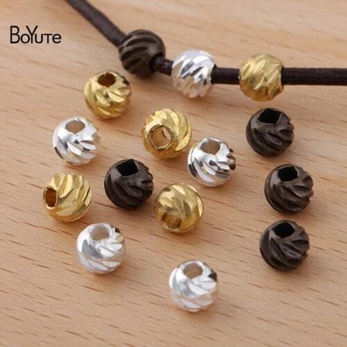 BoYuTe (100 Pieces/Lot) 6MM Carved Beads Factory Direct Sale Diy Metal Brass Beads Jewelry Making Materials