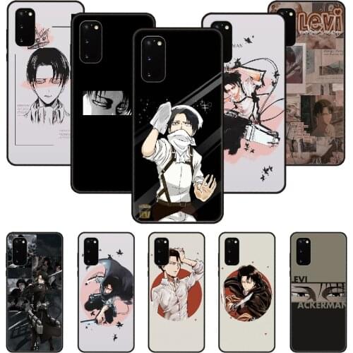Phone Case For SamSung Galaxy S Note 10 20 7 6 9 8 Plus Edge E Ultra Lite Black Cover Etui Anime Attack On Titan Levi Ackerman