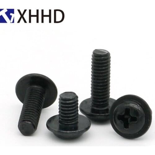 Black Silver PC Case Hard Disk Drive Floppy Disk DVD Main Board Computer Round Head Padded Screw M3