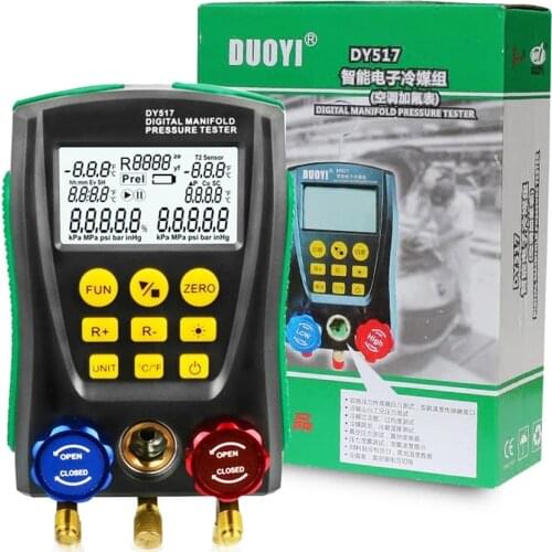Digital Manifold Gauge DY517 Digital Manifold Pressure Gauge Refrigeration Digital Vacuum Pressure Manifold Temperature Tester