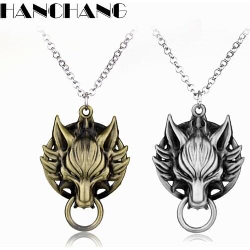 Cospaly Game Jewelry Final Fantasy Wolf Head Pendant Necklace Alloy Pendant Link Chain Necklace jewelry for men women