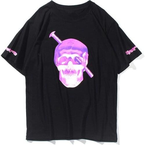 Men t shirt 100% cotton streetwear Womens T-shirt USA summer Short sleeve brand tshirt Skull head screw Ninja Purple