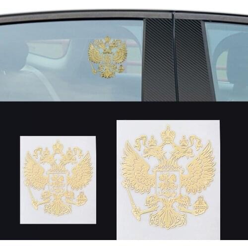 Coat Arms of Russia Nickel Metal Car Stickers Decals Russian Federation Eagle Emblem For Car Styling Laptop Sticker Decoration