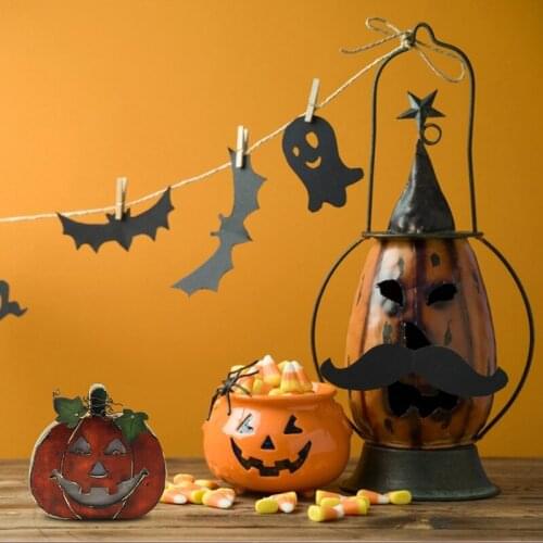 Halloween Pumpkin Lantern Wooden Ghost Festival Decoration Skull Decoration Prop Creative Holiday Bar Party Light LED Lamp