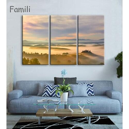 Hot Unframed Canvas Painting Modern Oil Painting Canvas Pictures Autumn Landscape Wall Pictures for Room Modular Picture 3Pcs