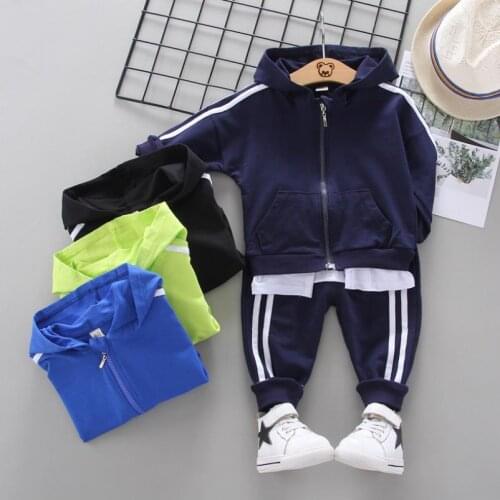 2021 New Spring Autumn girl Clothing Long-Sleeved Hooded Top + Pants Two-Piece Printed Letter Set Baby Boys Sports suit1-5Y