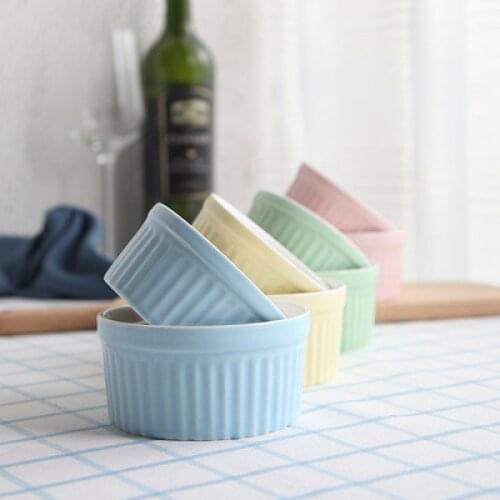 Creative dessert double skin milk ceramic bowl baking mold baking bowl candy colored glaze jelly pudding bowl Tableware