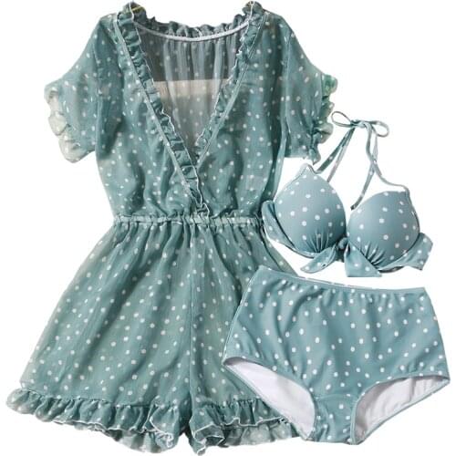 2021 Women Retro Dot Push Up Bikini Set Swimsuit Bathing Suit Swimming Beachwear Summer Sexy Biquinis Swimwear Ladies Swim Suits