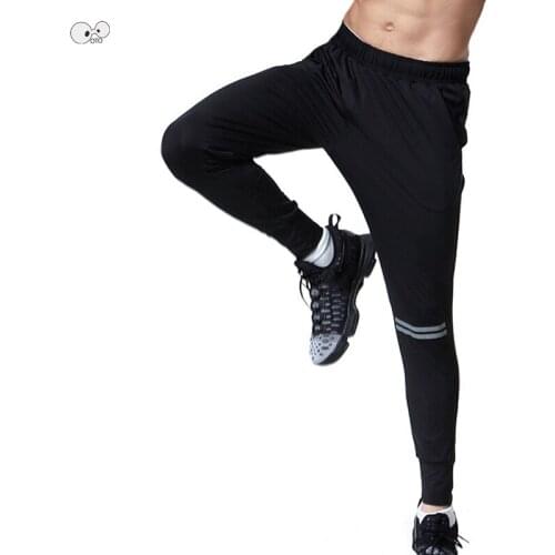 Mens Reflective Strip Leggings Running Tights Yoga Pants Elasticity Sport Jogging Fitness Quick Dry Trousers Stretch Sportswear