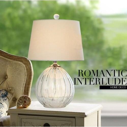 Fashion glass base and cloth shade table lighting living room lights bedroom lamp
