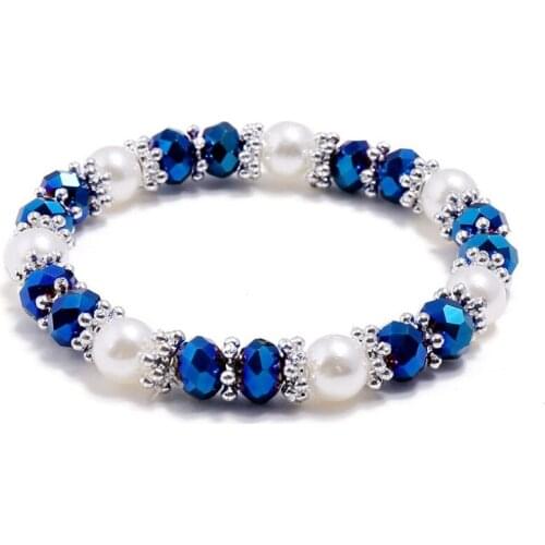 Fashion Women Crystal Pearl Beads Bracelet Chain Bohemian Retro Rhinestone Charm Beaded Bangle Wrap Girl Wristbands Boho Jewelry