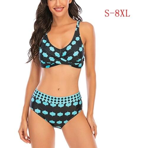2020 New Plus Size S-8XL Summer Bikini Set Girls Swimwear Retro Classic Polka Dot Printed Swimsuit Two Piece Swimming Suits Larg