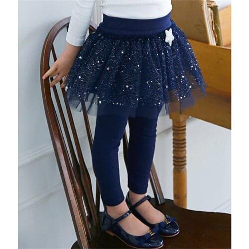 Toddler Girls Skirts Pants 3-8 Years Baby Girl Culottes Spring Autumn New Kids Fashion Net Yarn Sequined Stars Skirts Leggings