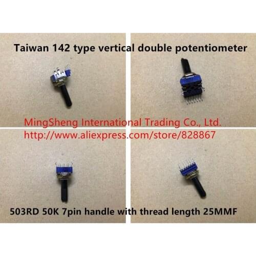 Original new 100% import 142 type vertical double potentiometer 503RD 50K 7pin handle with thread length 25MMF (SWITCH)