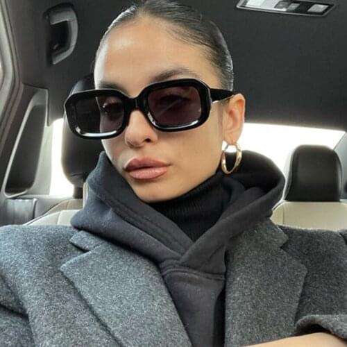 Rectangle Sunglasses Trendy Vintage Small Square Black Popular Sun Glasses For Female Brand Designer Fashion Luxury Eyeware