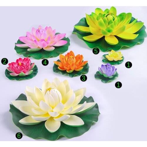 Multicolor Lotus Artificial Grass Aquarium Fish Tank Aquatic Simulation Plant Ornament Decoration 8 Pcs