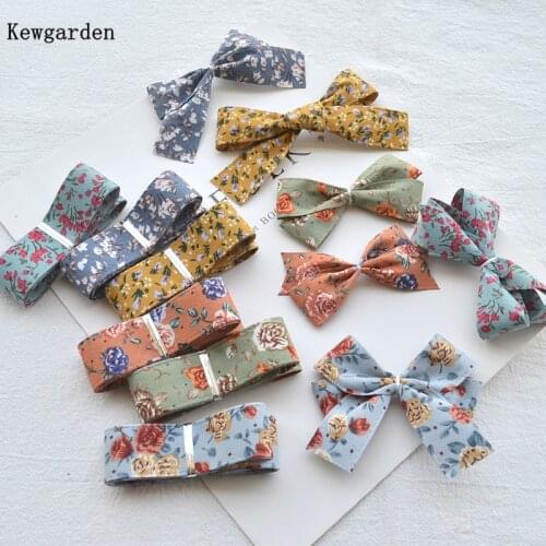 Kewgarden 1" 25mm Floral Fabric Ribbons DIY Hair Bow Tie Brooch Accessories Handmade Tape Flower Webbing 10 Meters