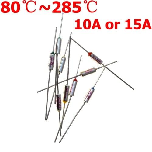 RY TF 15A 10A 250V Thermal Fuse Electrical Temperature 80C 100C 121C 240C 216C 192C 172C 167C Celsius Degree Fuse Thermal Cutoff