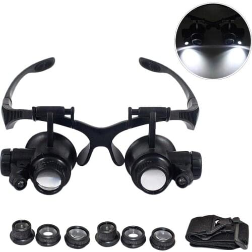 New Watch Repair Jeweler Maintenance Magnifying Glasses Head Wearing Tool Double Eyes Magnifying Glasses With LED Light