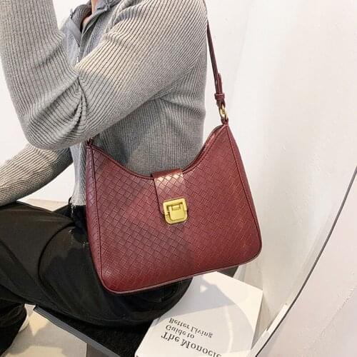 Vintage Designer Handbags Women Fashion Woven Plain Crossbody Shoulder Bag Ladies Leather Messenger Underarm Bags For Woman