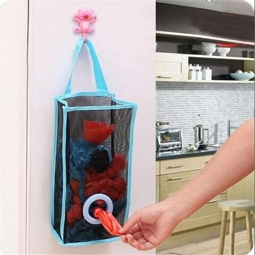 Kitchen Hanging Type Breathable Mesh Grid Garbage Bags Storage Bag Convenient Extraction Pouch Bag