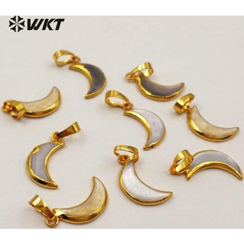 WT-P1253 WKT Wholesale Hot Sale Natural Shell For Women Decorate Jewelry Moon Shape Adorable Necklace Pendant