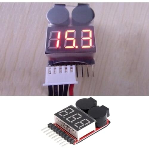 1-8S Lipo/Li-ion/Fe RC Boat Battery 2 In 1 Tester LED Low Voltage Buzzer Alarm