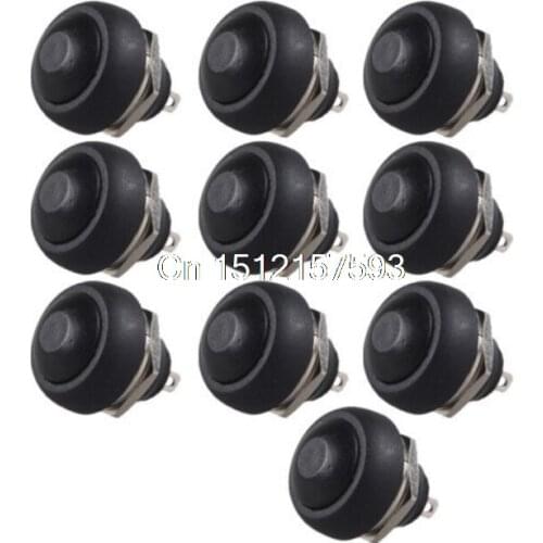 10Pcs Black Mini Round Switch 12mm Waterproof Momentary Push button Switch Sales