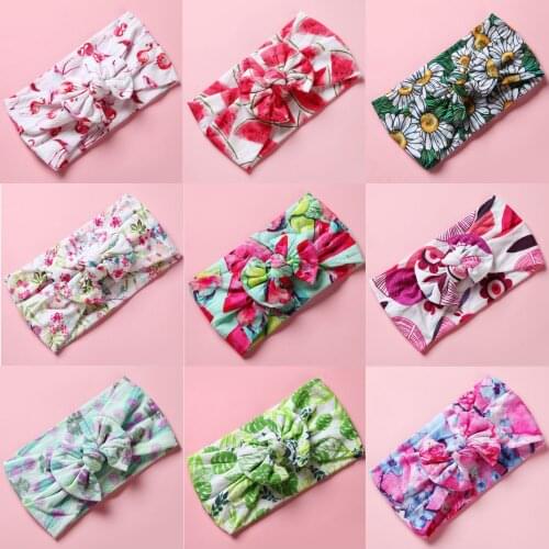 110 pcs/lot, Wholesale Floral Print Wide Nylon Baby Headbands, Top Knot Nylon head wraps Baby Girls Hair Accessories