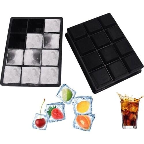 12 Grids Silicone Ice Cube Tray Molds Square Shape Ice Cube Maker Fruit Popsicle Ice Cream Mold for Wine Bar Drinking Dropship