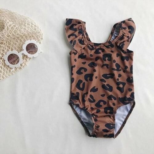 2021 Bikinis Baby Kids Girls Summer Leopard Printed Bikini One Piece Swimwear Swimsuit Children Backless Fashion Bathing Suit