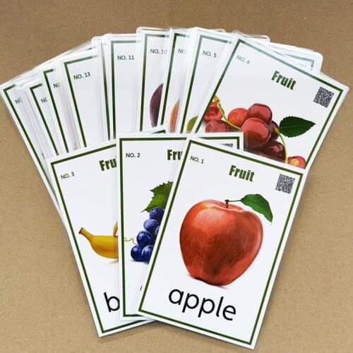 26pcs English Fruits Pictures Word Cards for Baby Early Educational Learning Cards English Teacher Teaching Aids