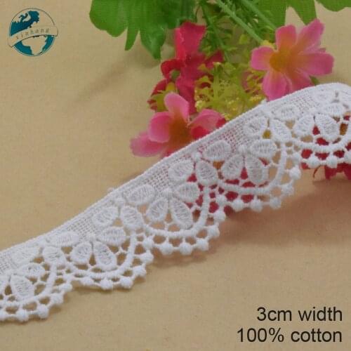 5yards 3cm wide 100% Cotton embroid lace sewing ribbon guipure trim wedding decoration DIY colthes Accessories lace edge#3999