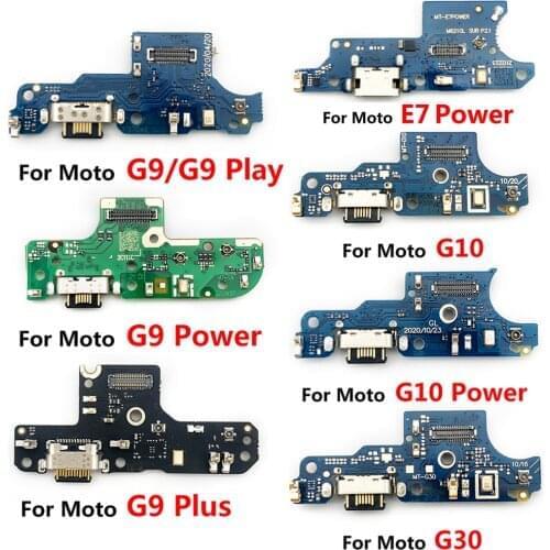50Pcs/Lot，USB Charger Dock Connector Charging Port Microphone Flex Cable For Moto G Pro G9 Power G Play G30 G10 E7 Power G9 Plus